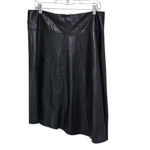 Worthington black vegan leather asymmetrical zip midi skirt 12